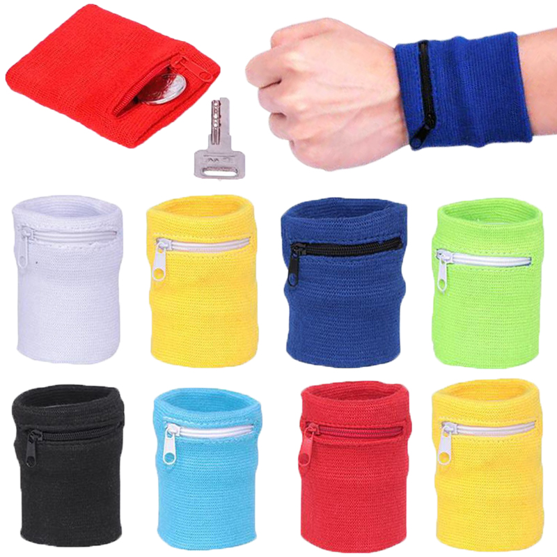 Sweat Band Wrist - Sportpolsband met ritsvak Hardloop sportarmbandtas voor