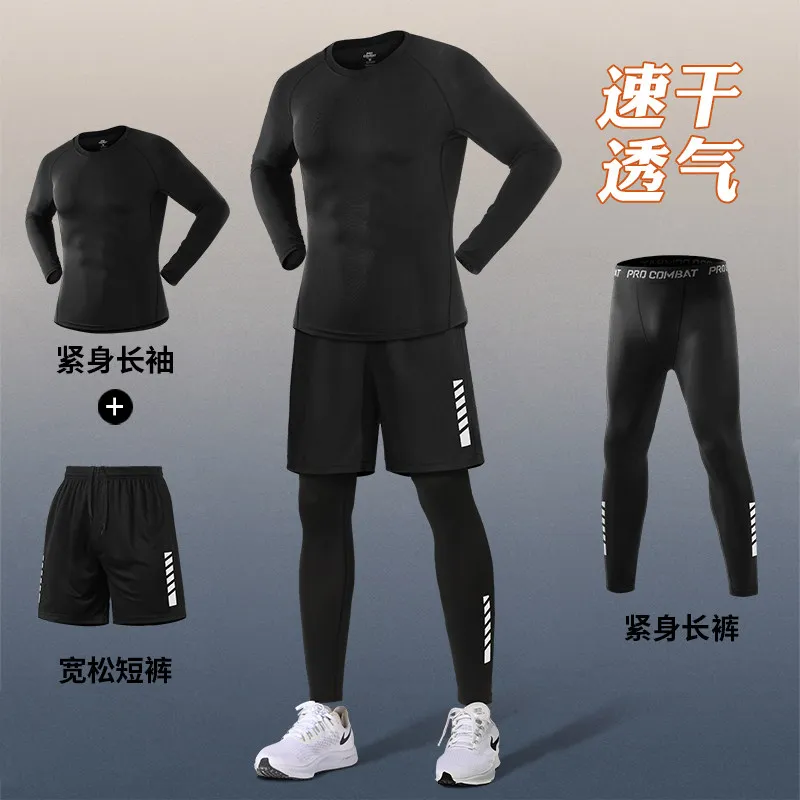 Running Gear Quick Dry - Herenset met hoge elasticiteit, compressie, sneldrogend,
