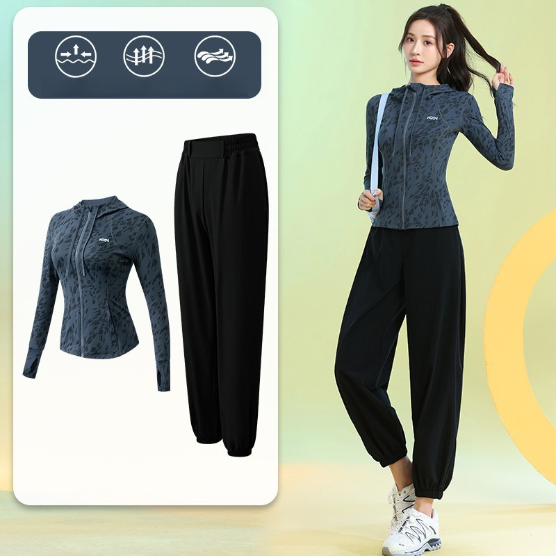 Running Gear Quick Dry - Hardlooppakken voor dames, lange mouwen, bloemenprint,